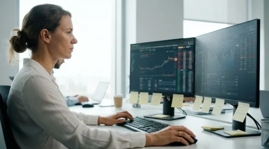 Responsable financière analysant les signaux DSO sur tableau de bord encours clients