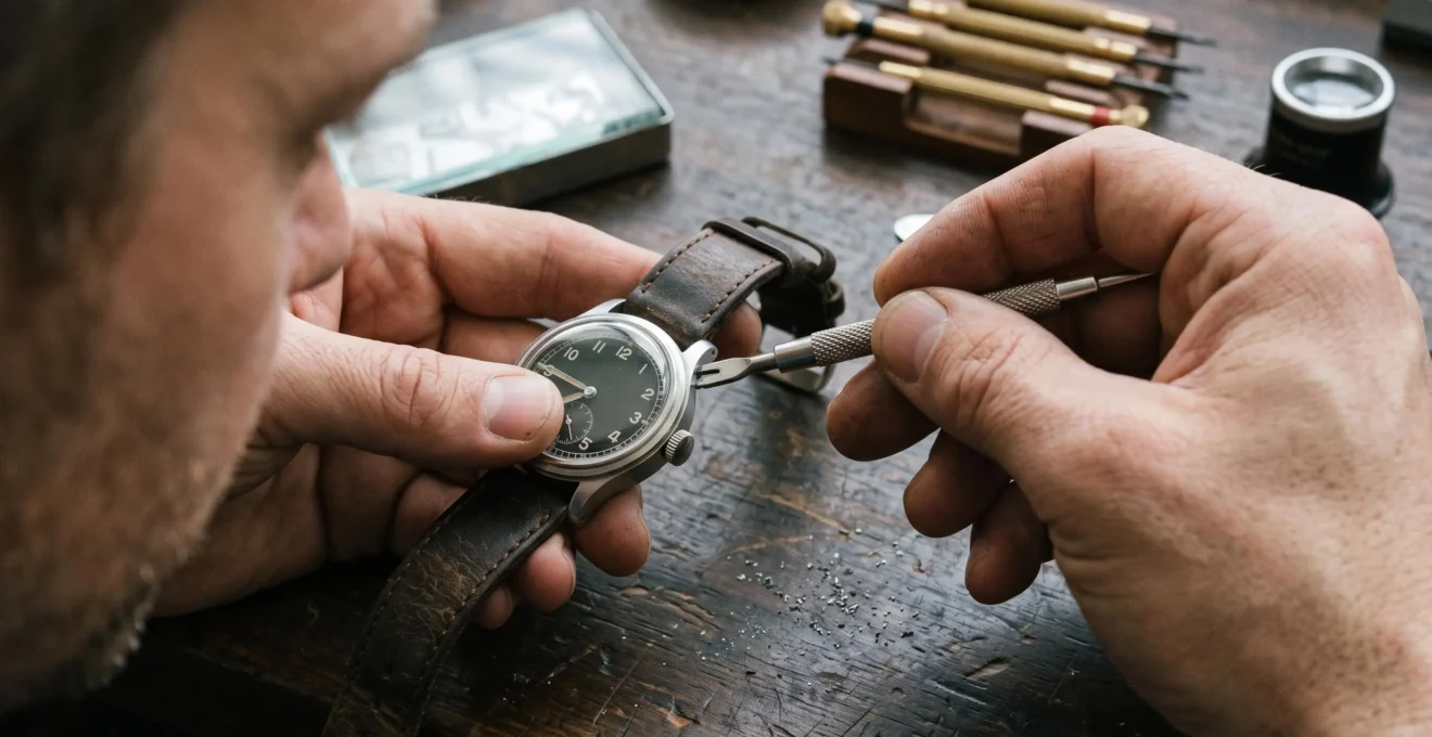 Utilisation d'un outil à pompe pour installer une barrette traditionnelle sur un bracelet de montre
