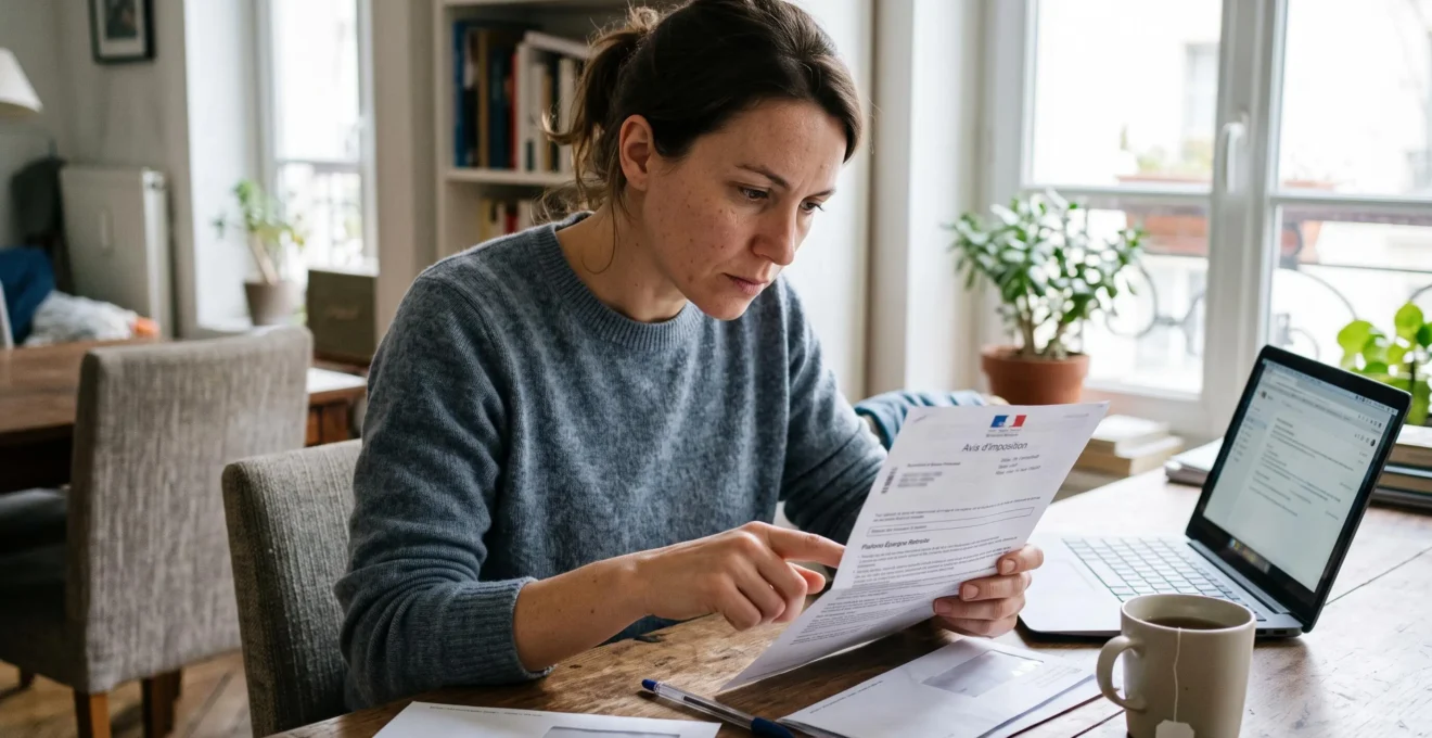 Personne consultant son avis d'imposition français pour vérifier le plafond de déduction épargne retraite disponible